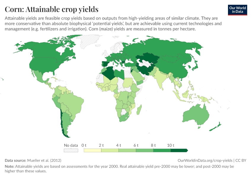 A thumbnail of the "Corn: Attainable crop yields" chart