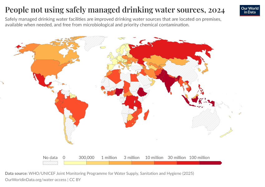 A thumbnail of the "People not using safely managed drinking water sources" chart
