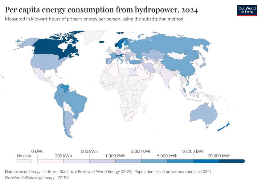 A thumbnail of the "Per capita energy consumption from hydropower" chart
