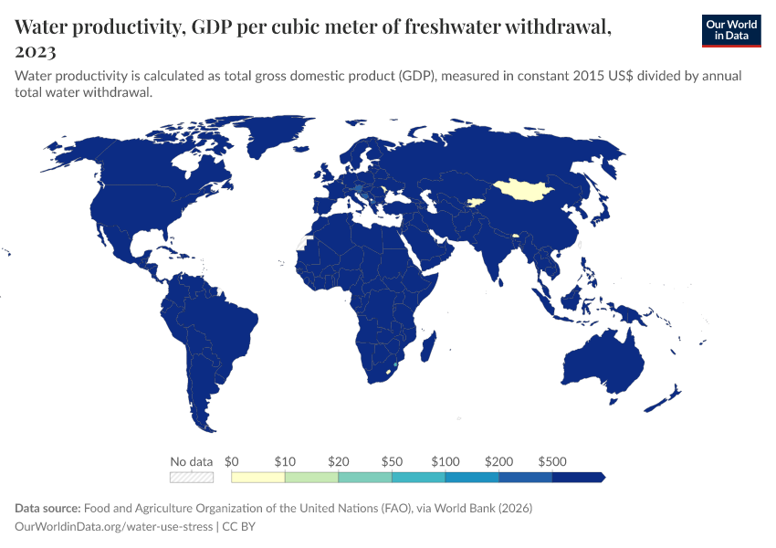 A thumbnail of the "Water productivity, GDP per cubic meter of freshwater withdrawal" chart